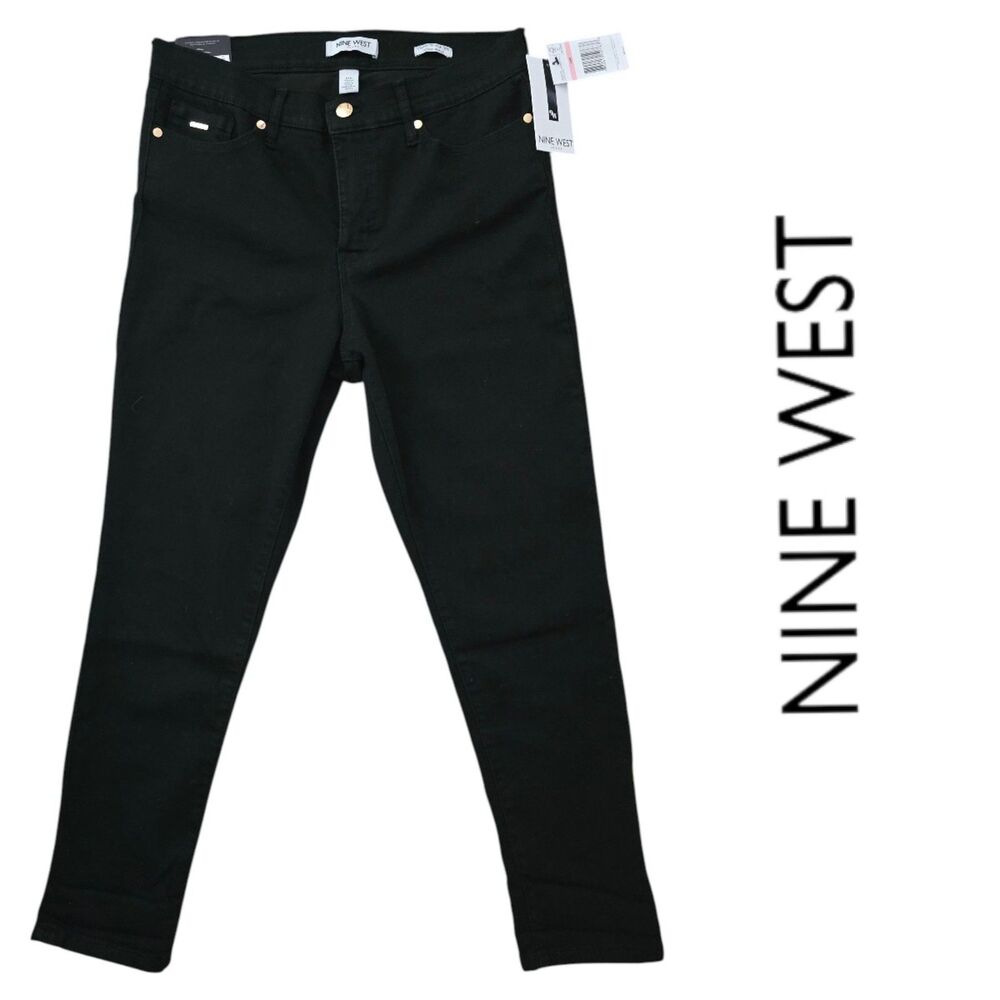 NWT Nine West High Rise Cigarette Skinny Ankle Jeans Black Women’s 10P Petite - Picture 3 of 6